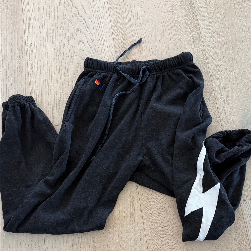 Aviator nation black bolt sweatpants unasex size small